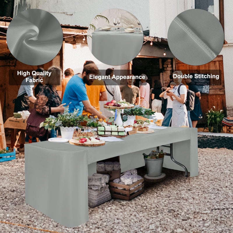 ABCCANOPY 6 FT Rectangle Tablecloth Table Cover for Rectangular Tables Washable Polyester Banquet Buffet Parties Holiday Dinner Wedding Meeting Gray - Image 3